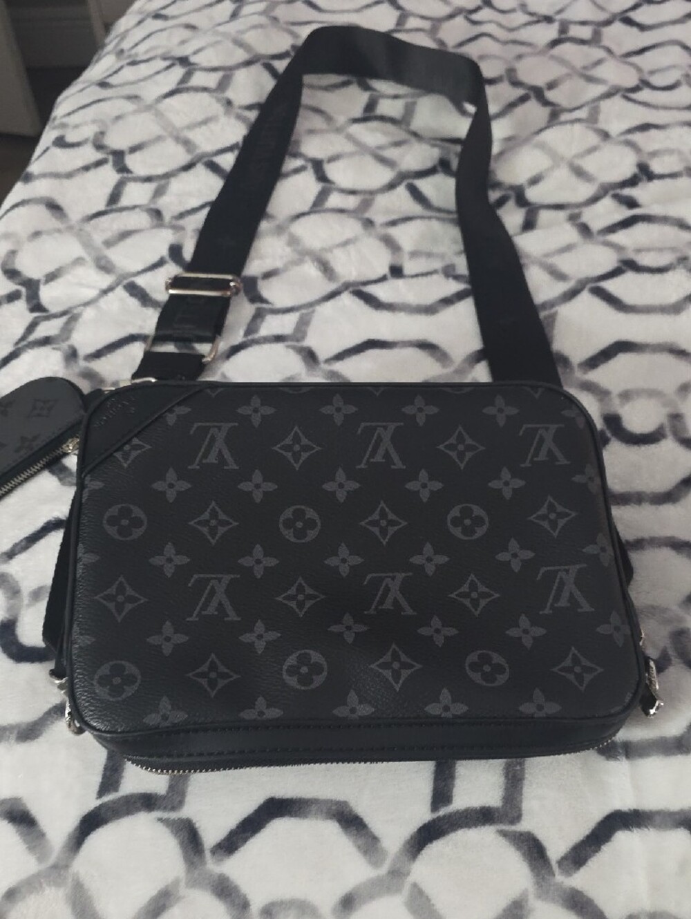 Louis Vuitton Black Monogram Shadow Messenger Bag with Strap - Picture 5 of 10